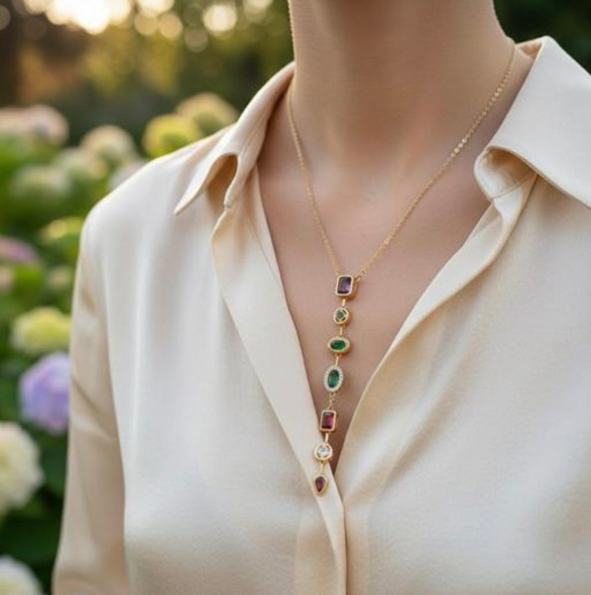 Crystal Cascade Pendant Necklace