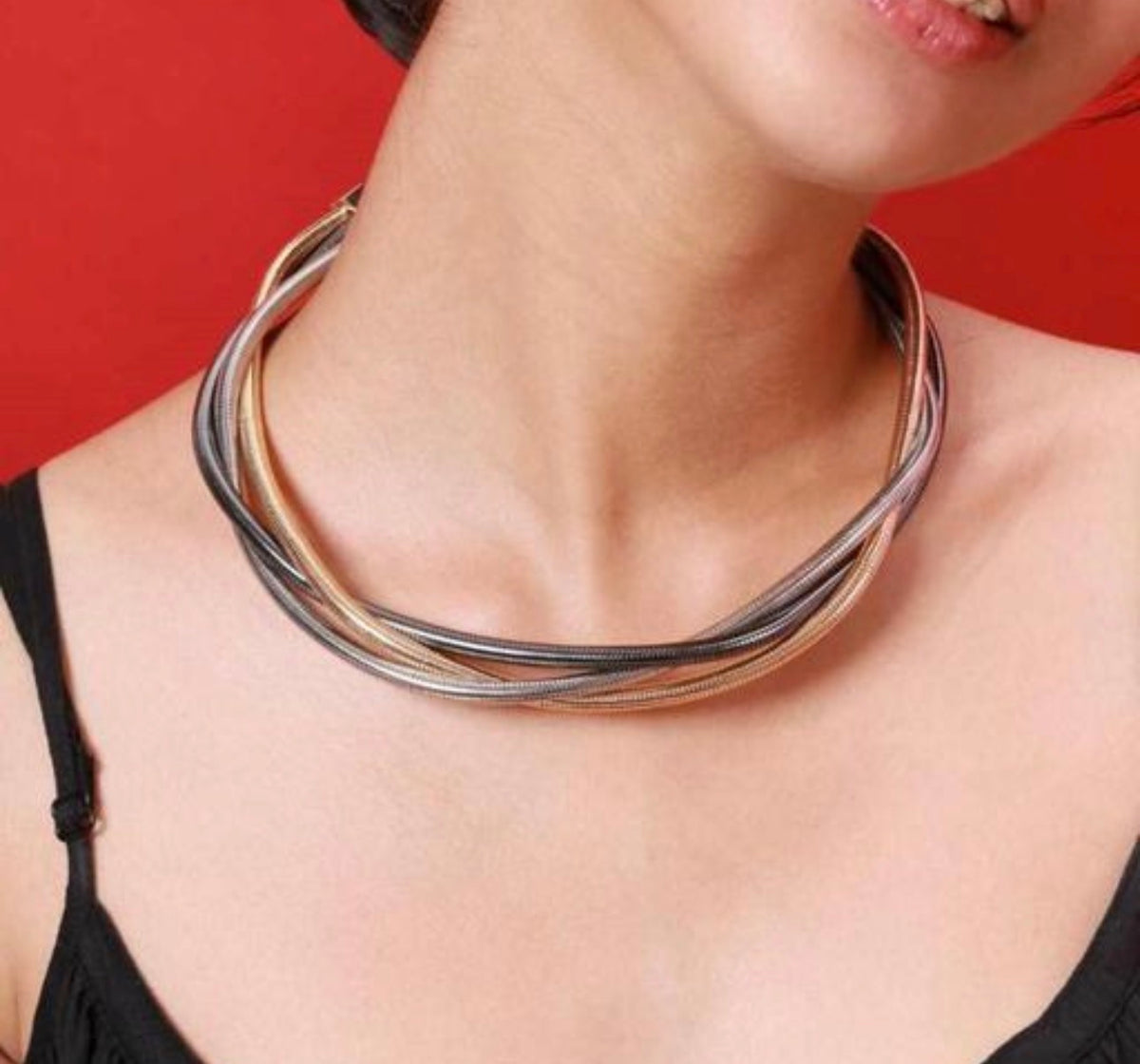Mixed-Metal Twisted Collar Necklace