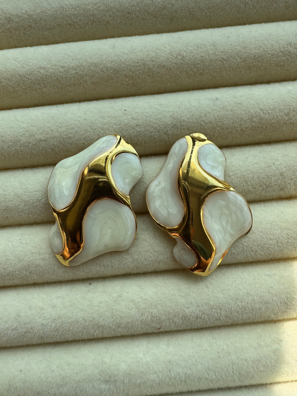 Sculpted Gold & Ivory Statement Earrings