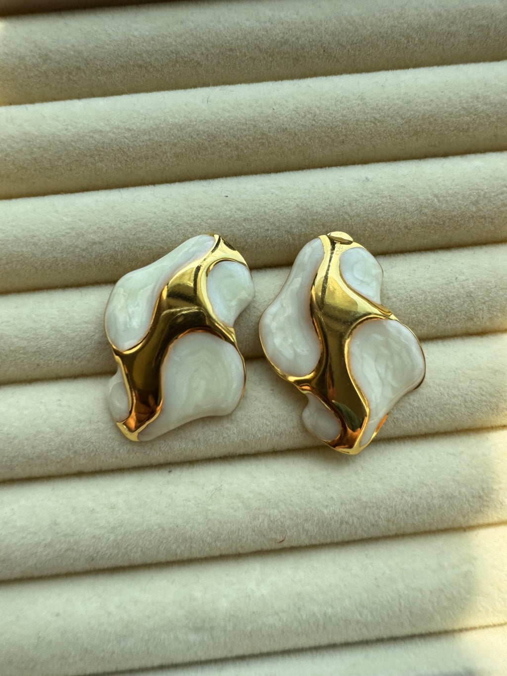 Sculpted Gold & Ivory Statement Earrings