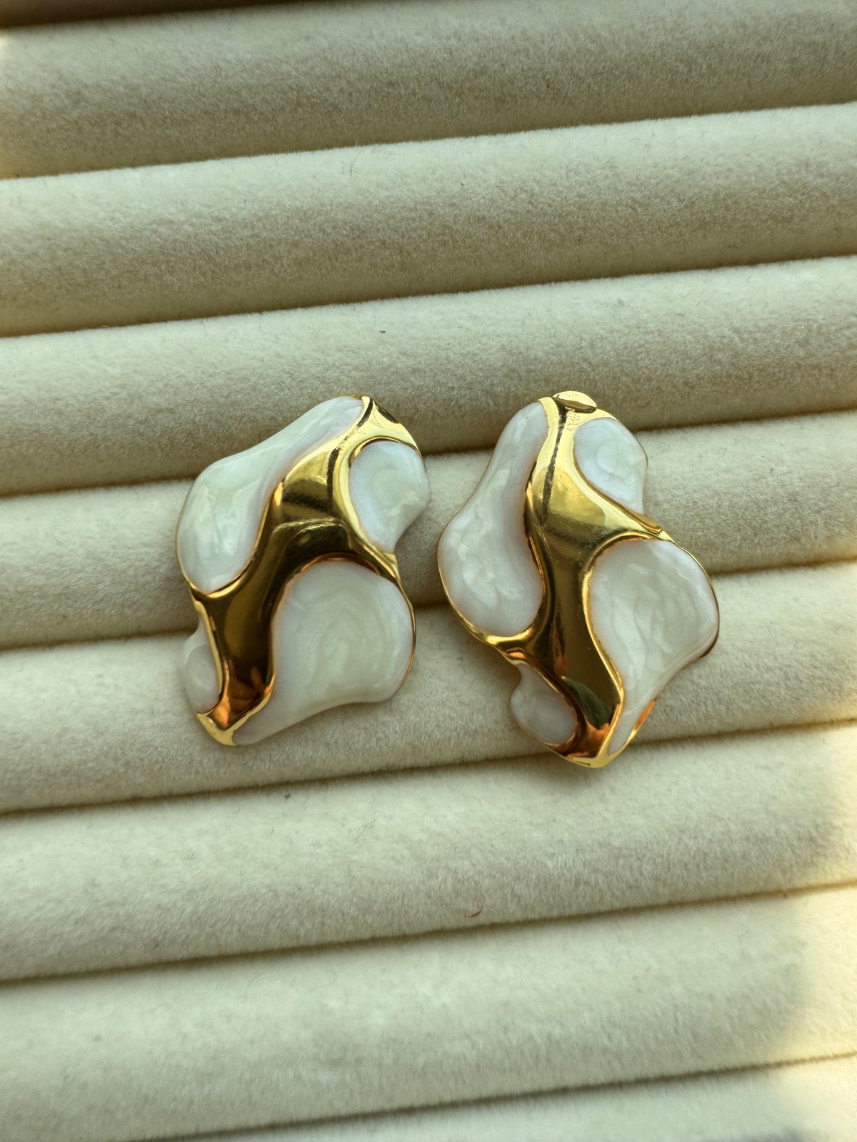 Sculpted Gold & Ivory Statement Earrings