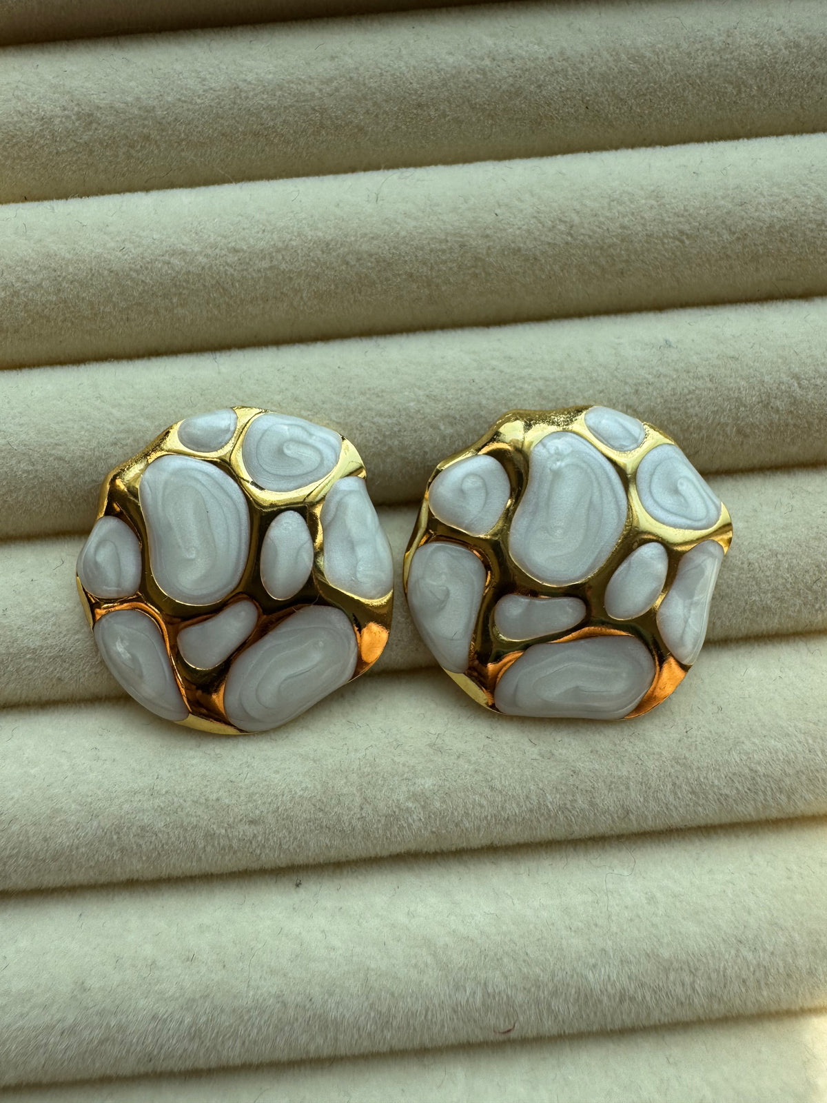 Ivory Mosaic Statement Earrings