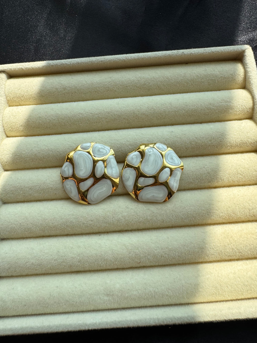 Ivory Mosaic Statement Earrings