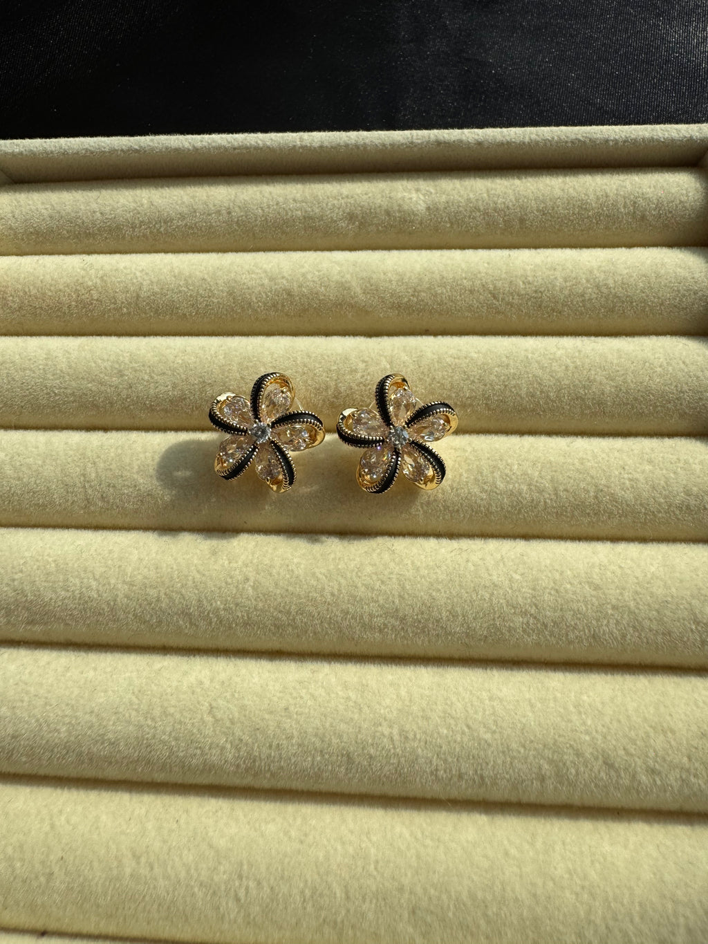 Golden Bloom Crystal Studs