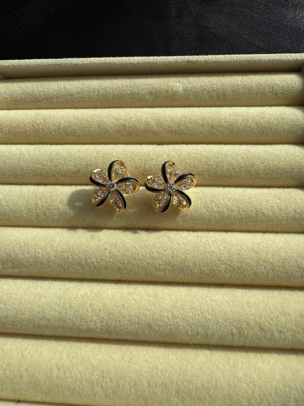 Golden Bloom Crystal Studs