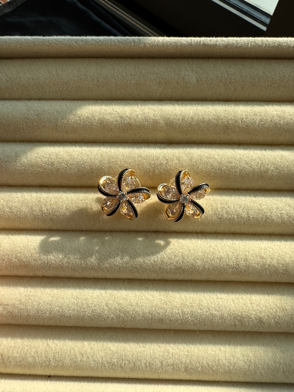 Golden Bloom Crystal Studs