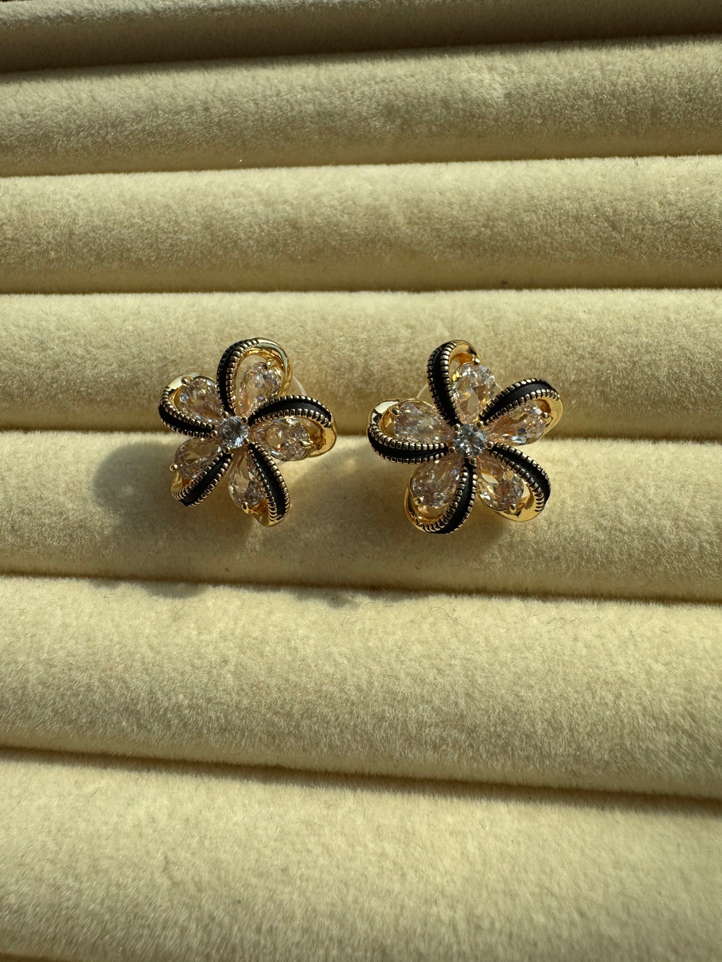 Golden Bloom Crystal Studs