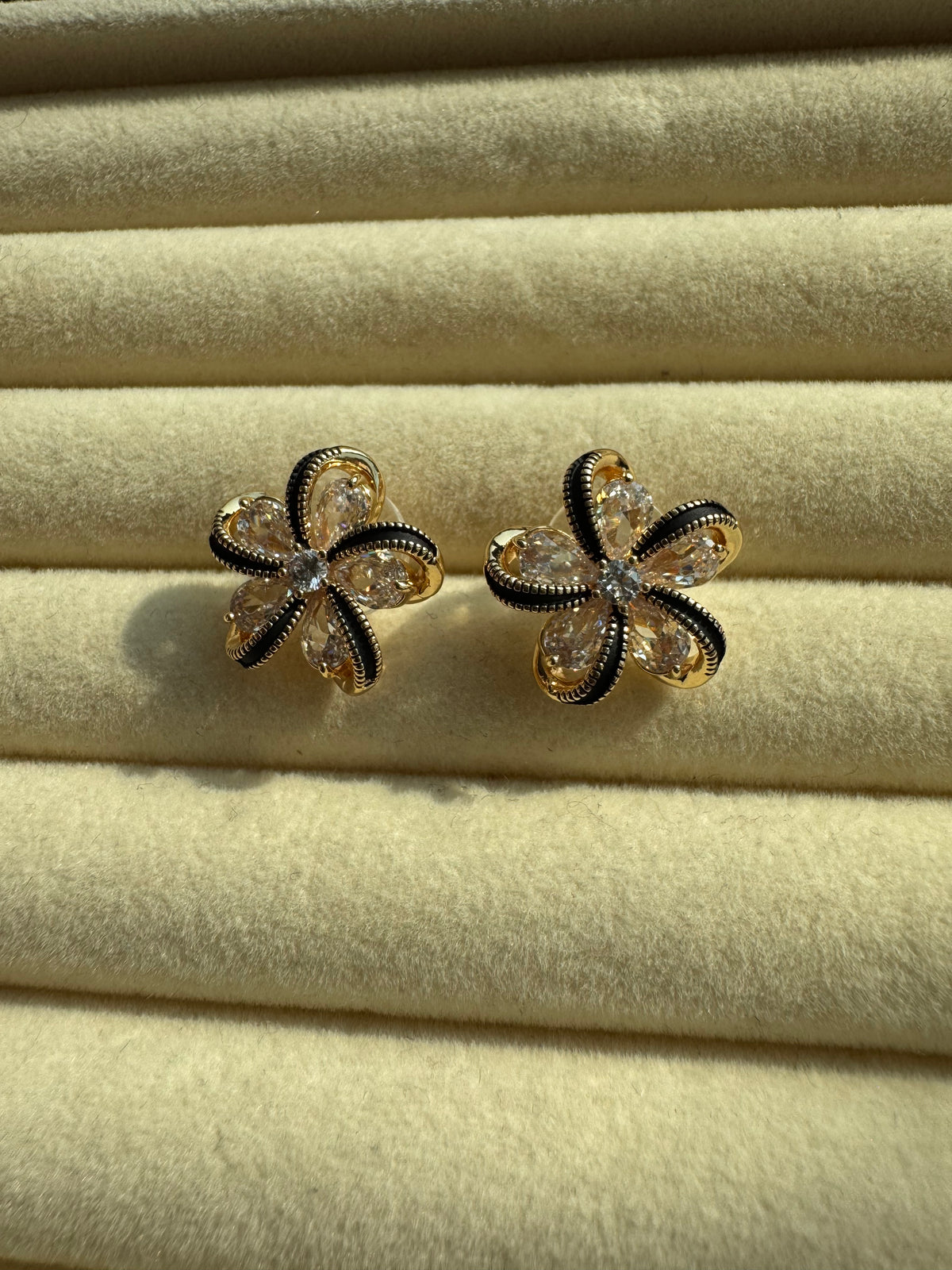 Golden Bloom Crystal Studs