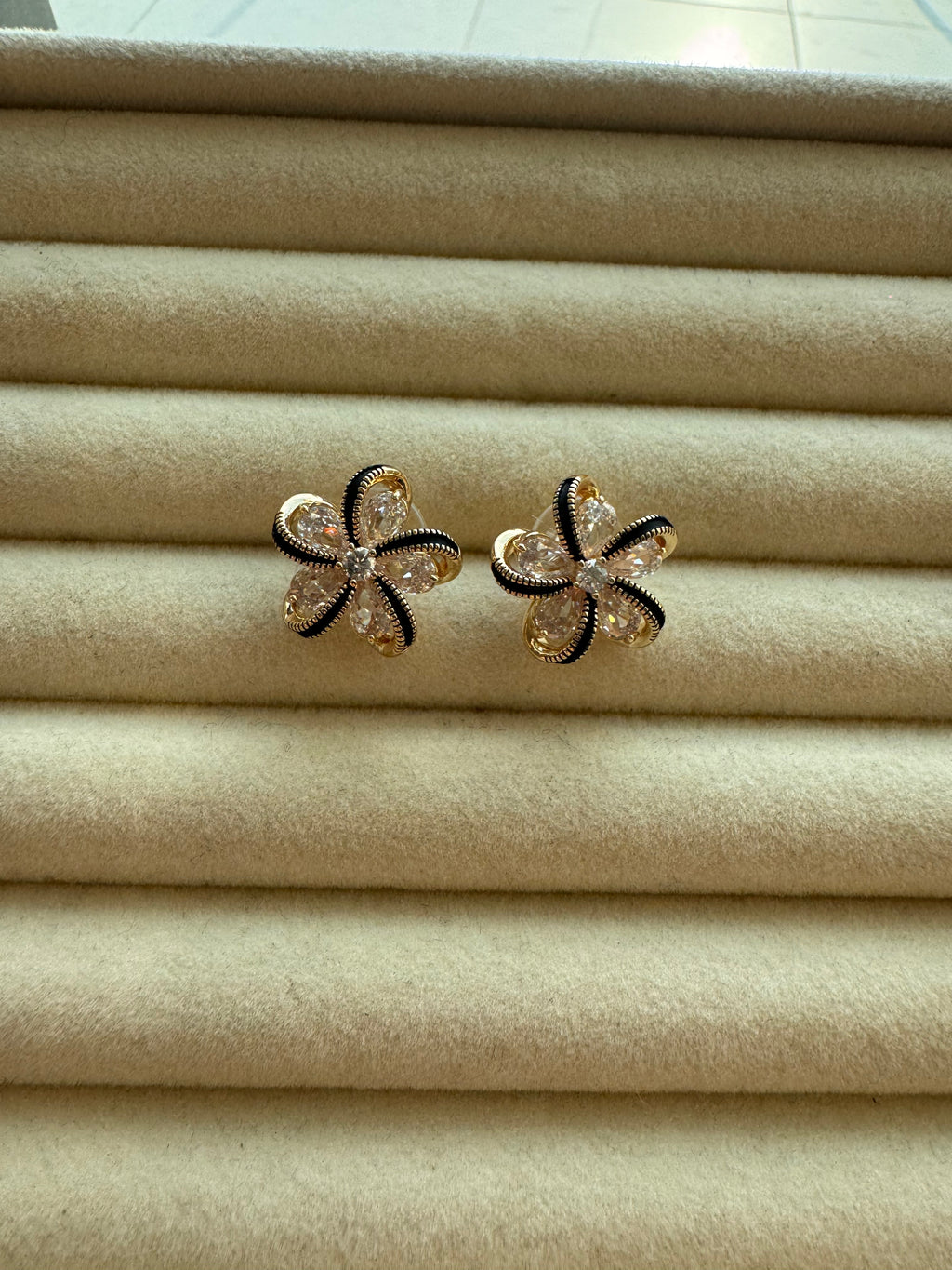 Golden Bloom Crystal Studs