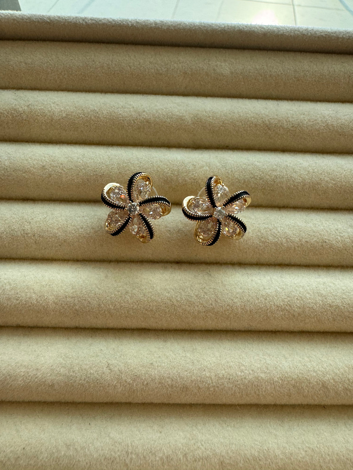 Golden Bloom Crystal Studs