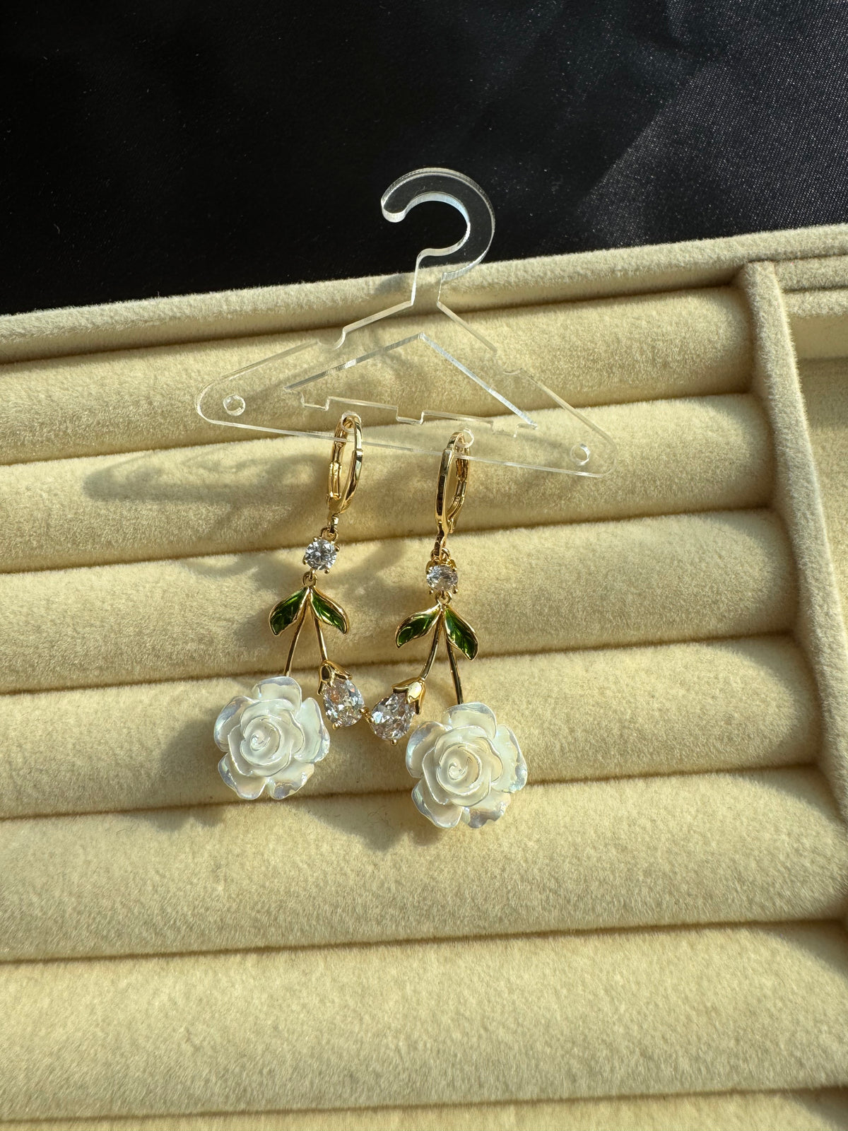 Ivory Rose Garden Drop Earrings