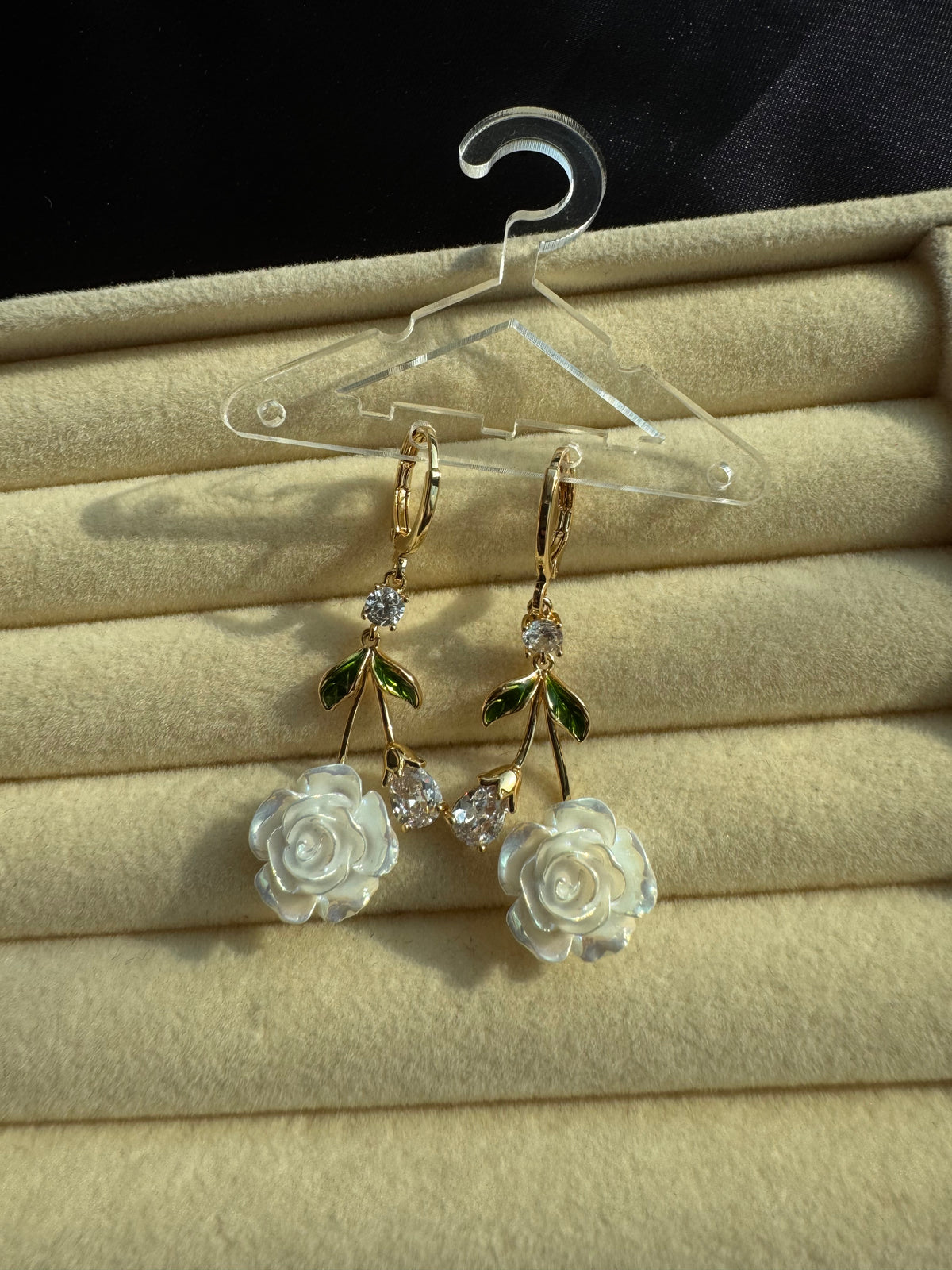Ivory Rose Garden Drop Earrings