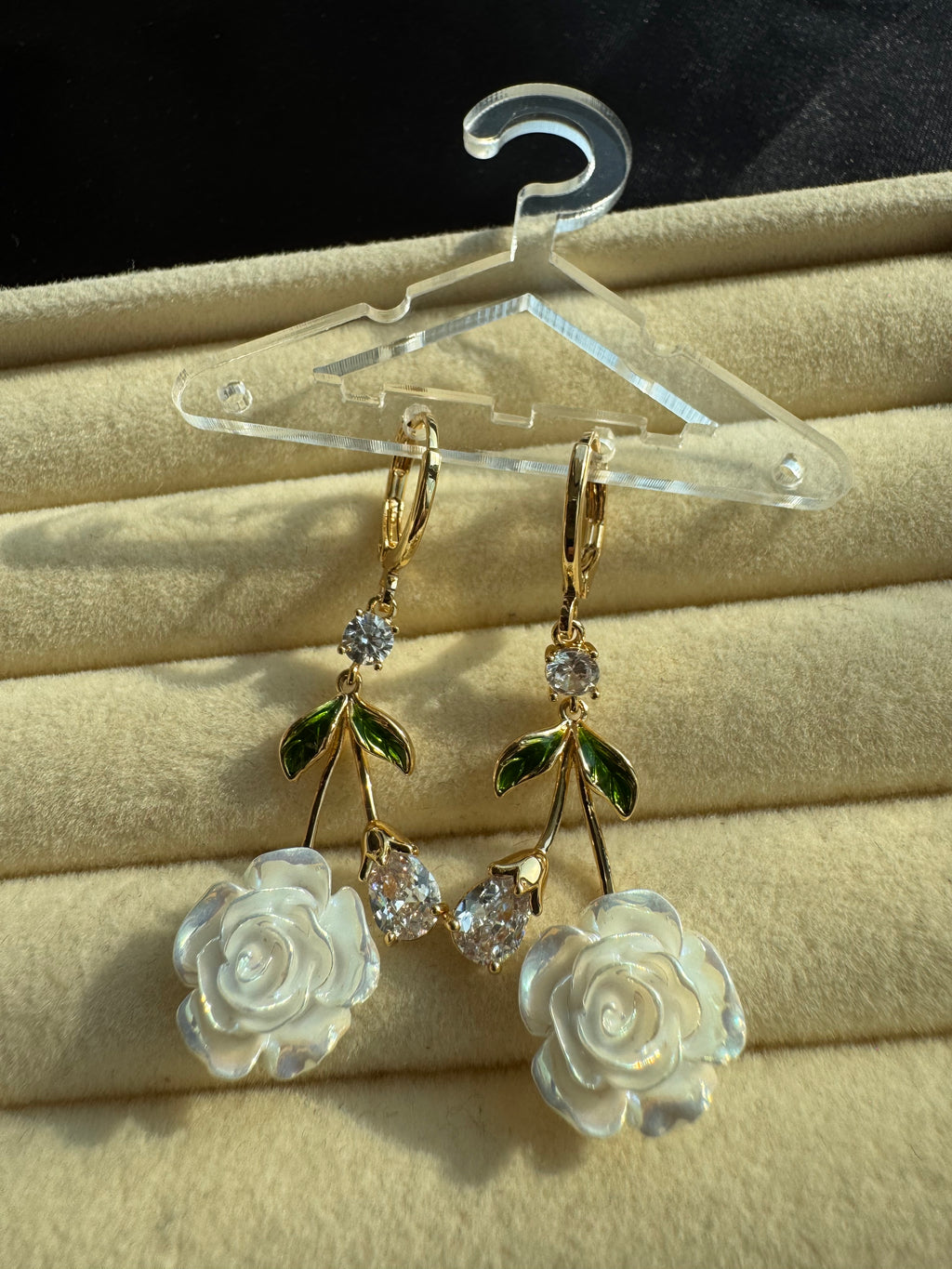 Ivory Rose Garden Drop Earrings