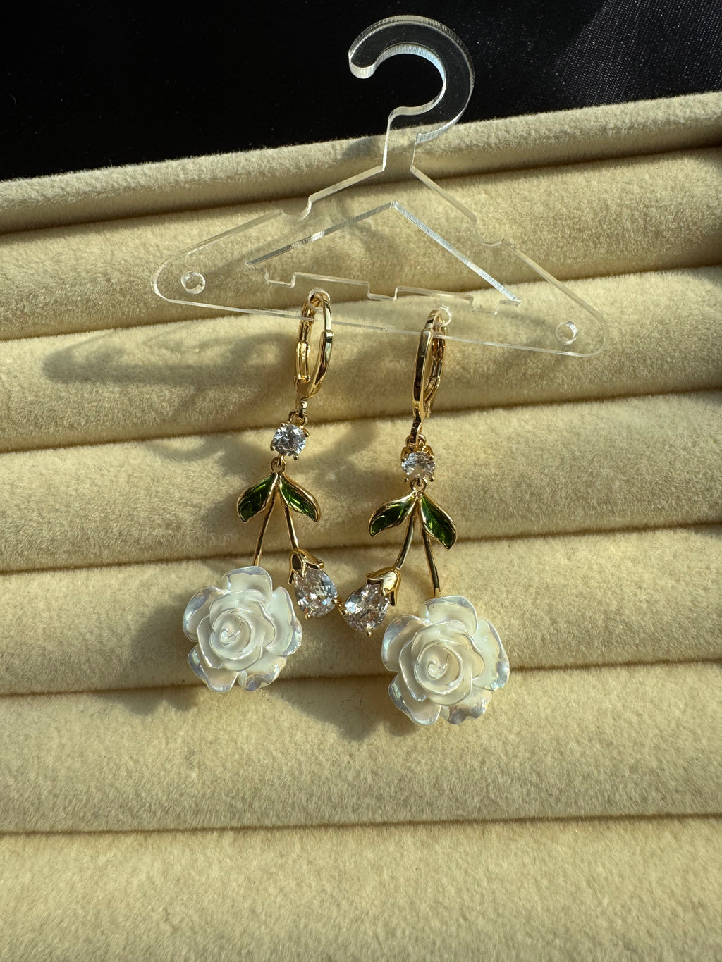 Ivory Rose Garden Drop Earrings
