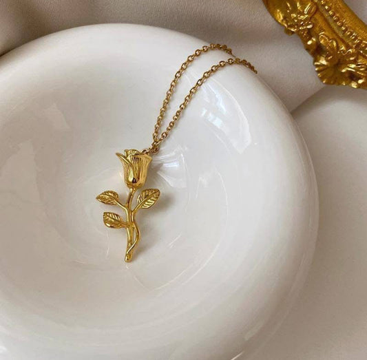 Golden Bloom Rose Pendant