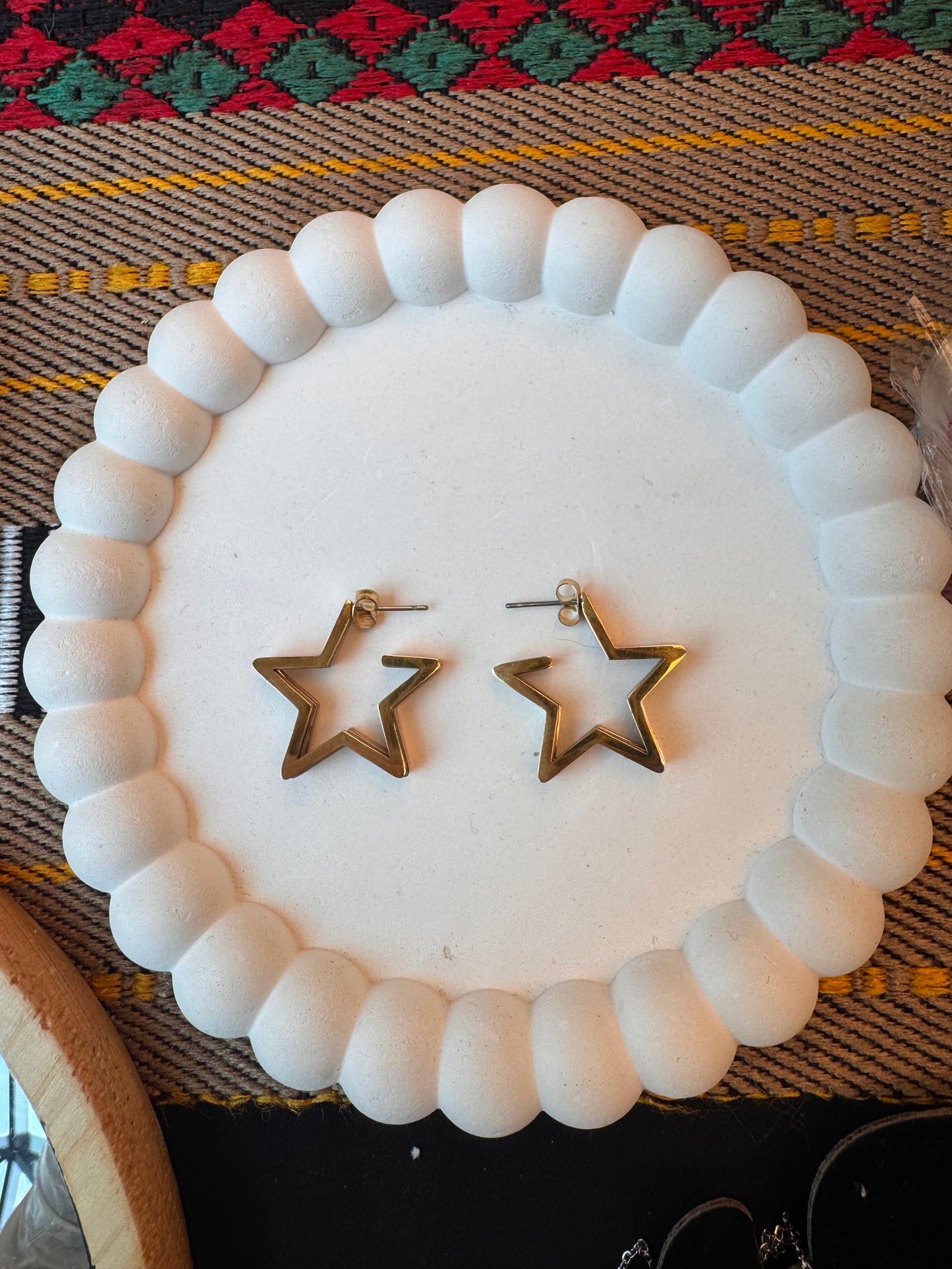 Hollow Star Golden - Silver Statement Hoops