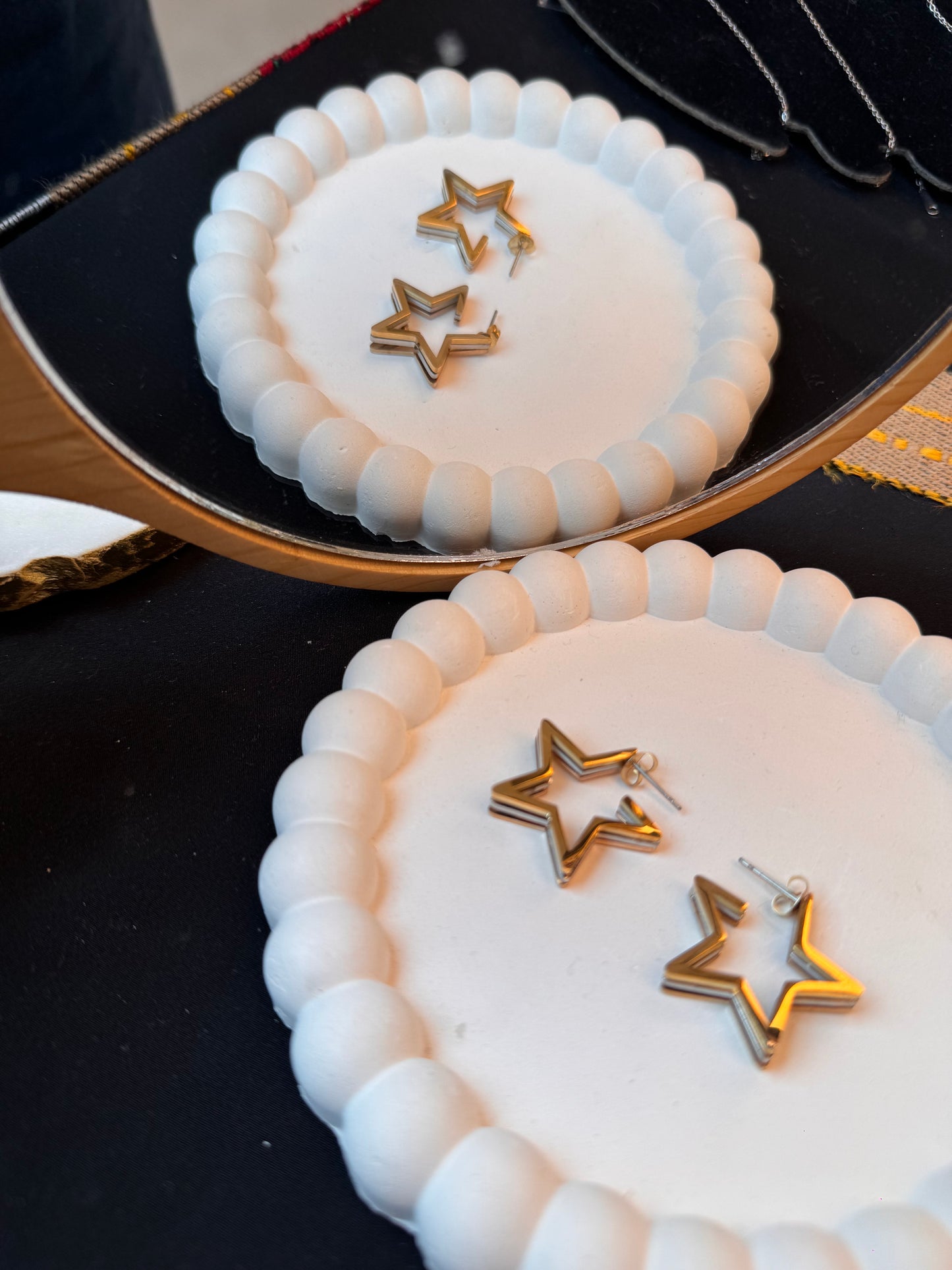 Hollow Star Golden - Silver Statement Hoops