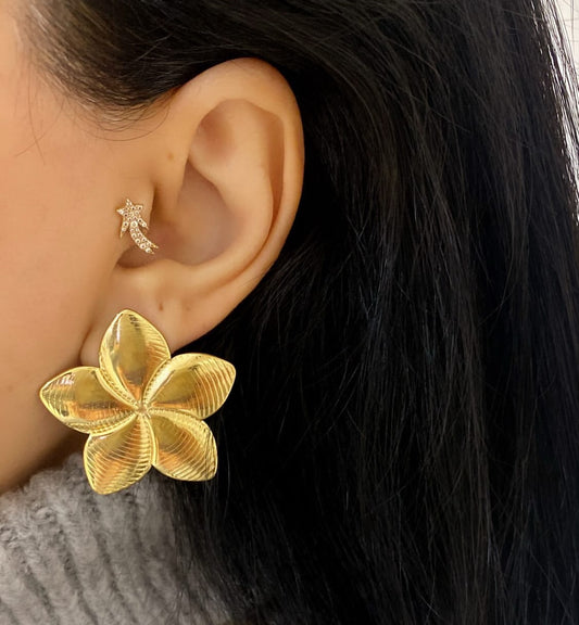 Golden Petal Bloom Statement Earrings
