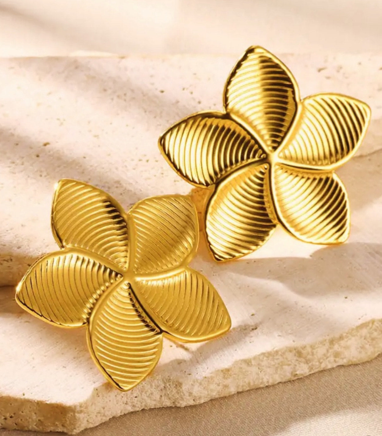 Golden Petal Bloom Statement Earrings