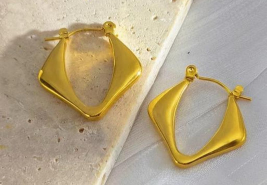 Sculpted Geo Gold Hoops