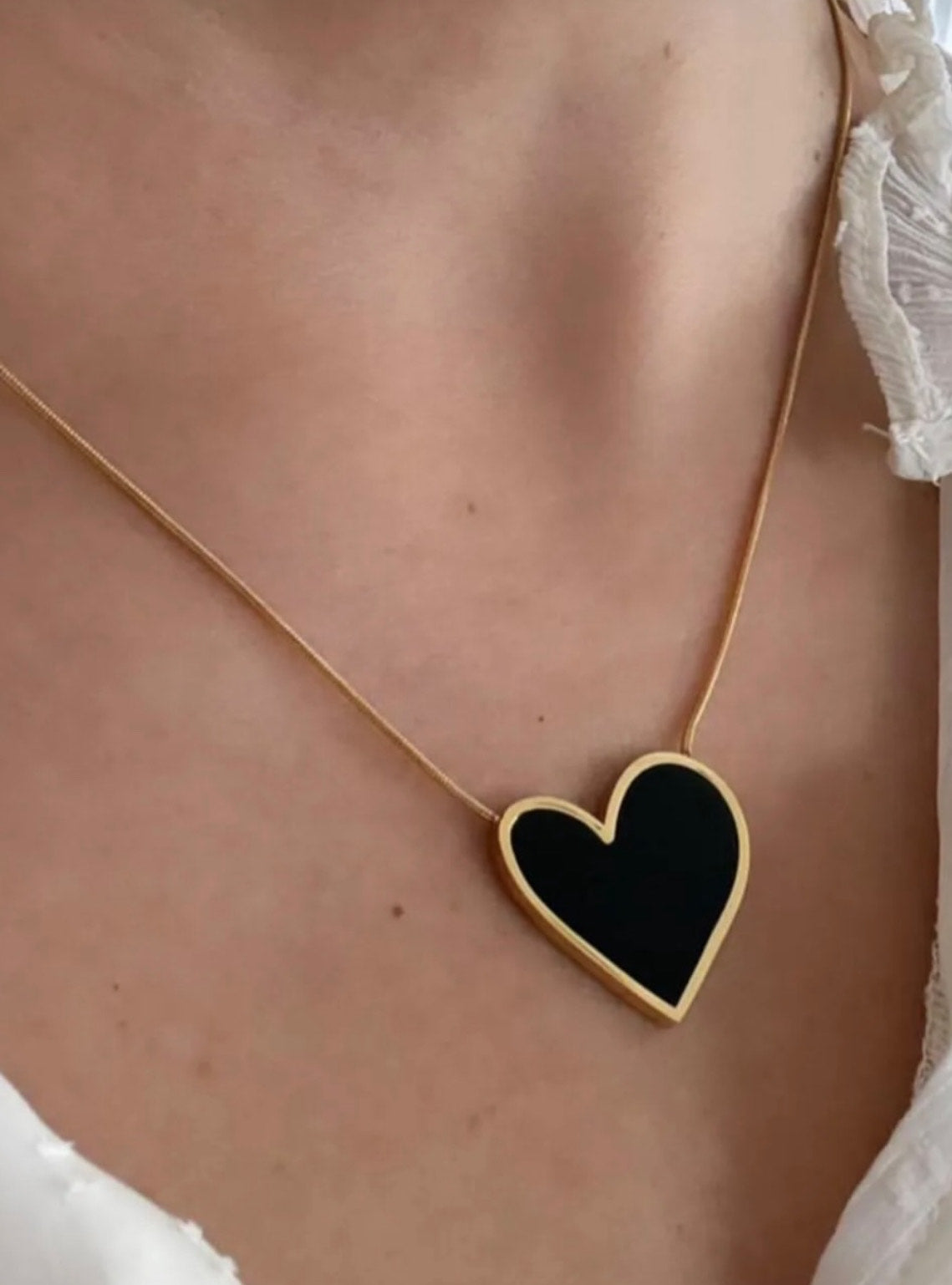 Black Enamel Heart Pendant
