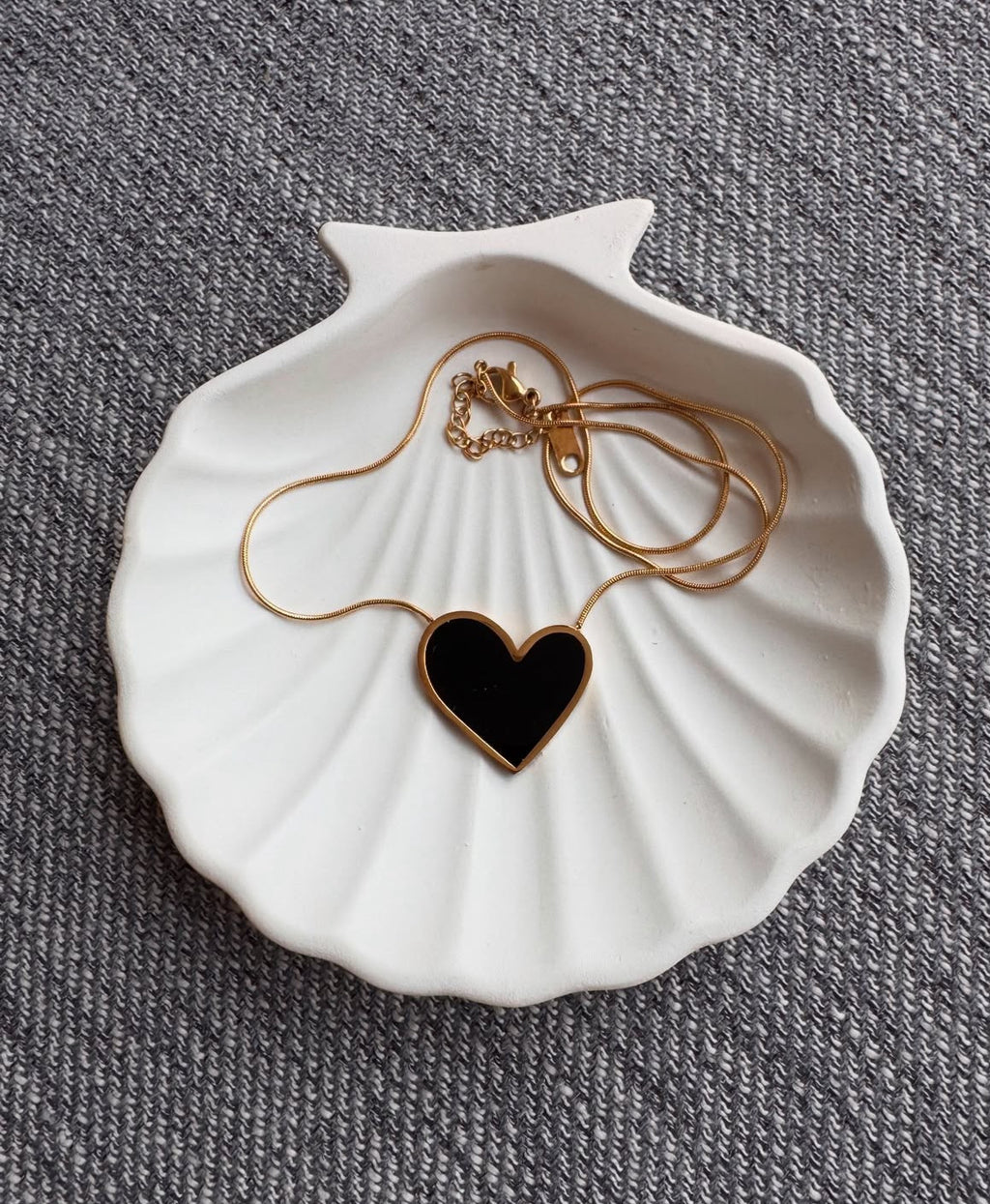 Black Enamel Heart Pendant