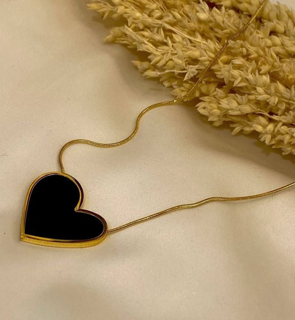 Black Enamel Heart Pendant