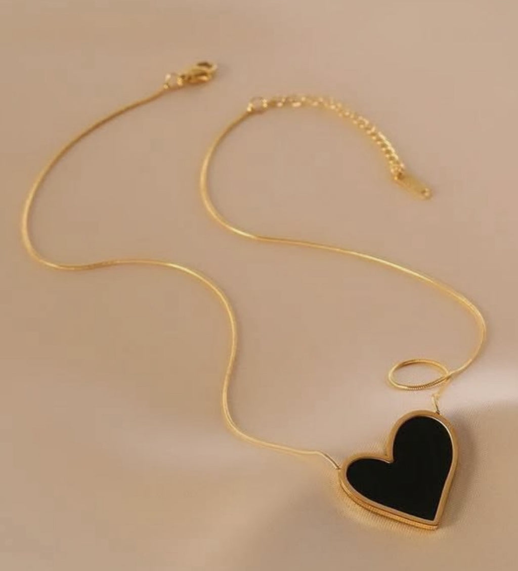 Black Enamel Heart Pendant