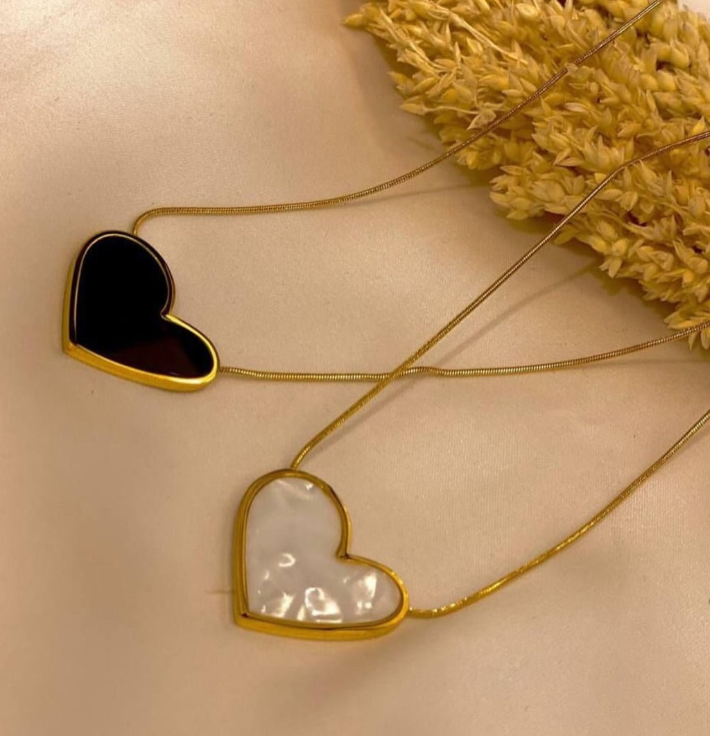 Black Enamel Heart Pendant