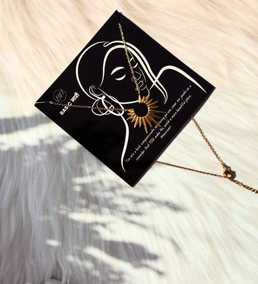 Golden Sunburst Pendant Necklace