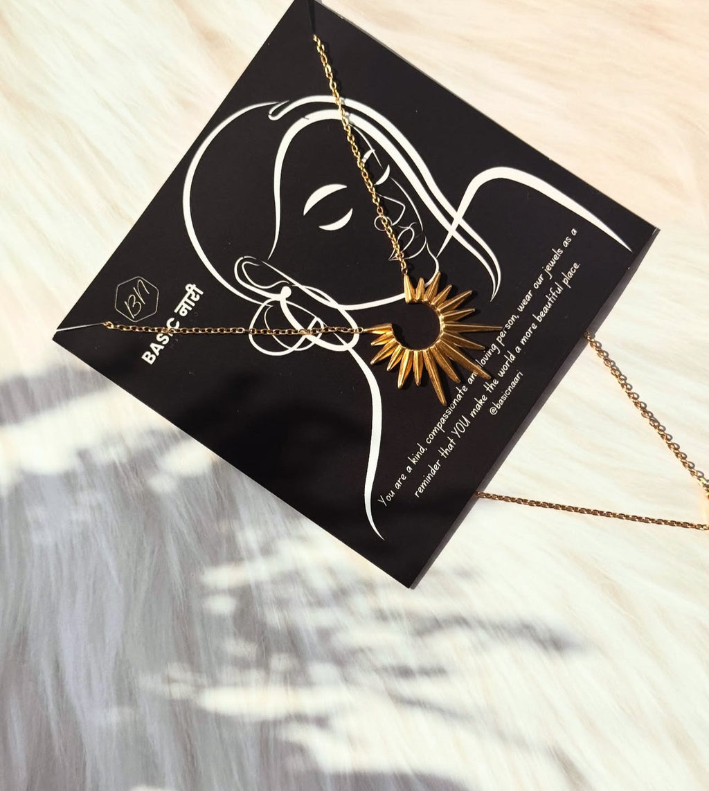 The Sunburst Flare Crescent Necklace