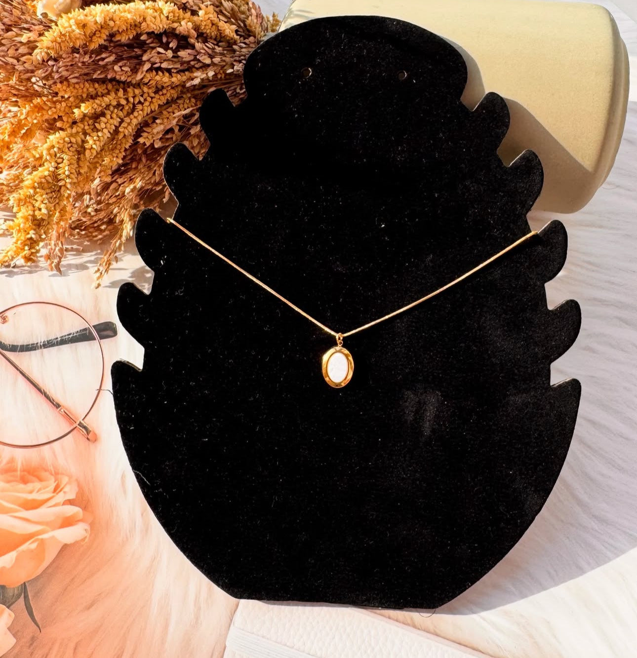 The Pearl-Lustre Oval Medallion Necklace