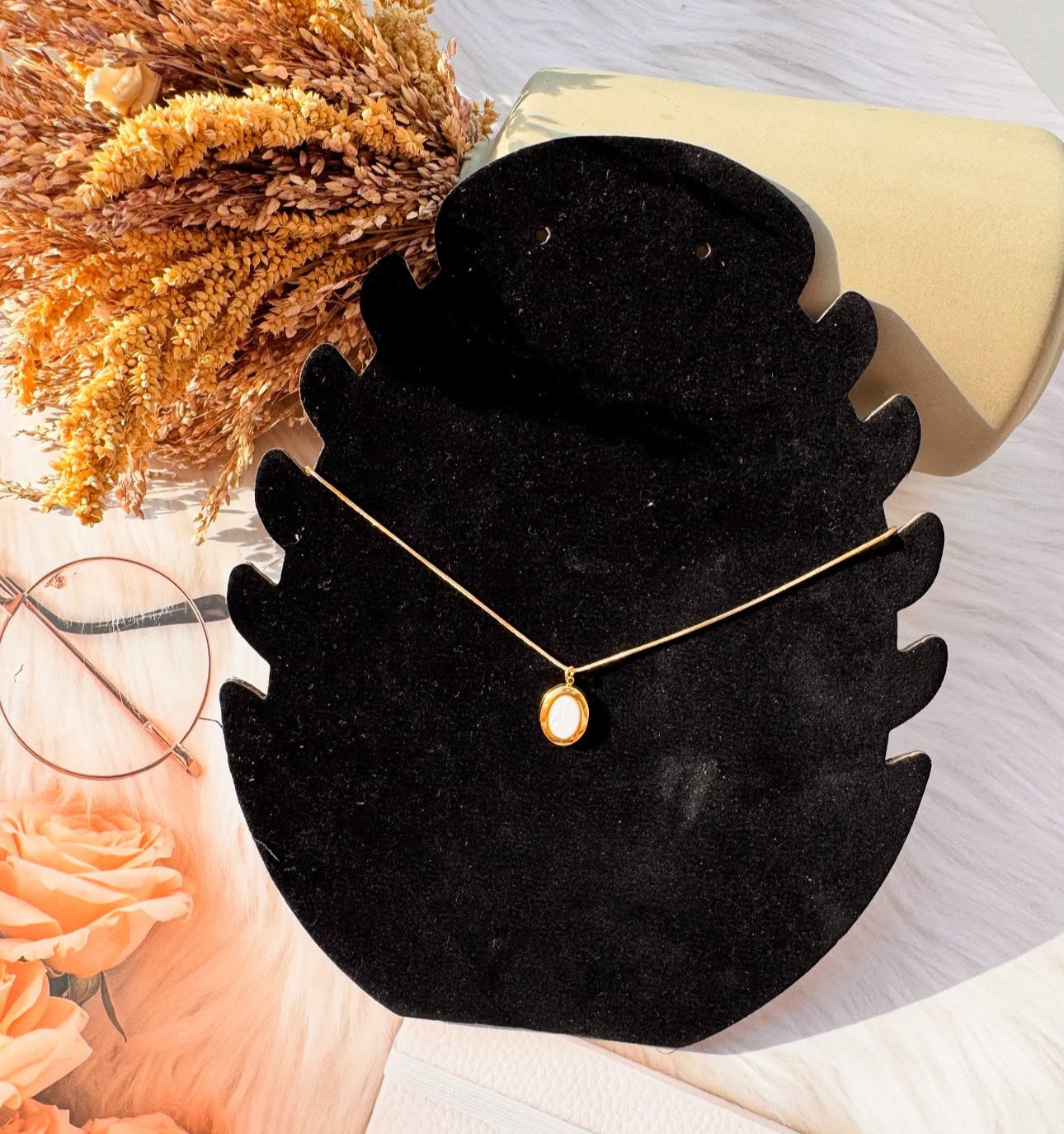 The Pearl-Lustre Oval Medallion Necklace