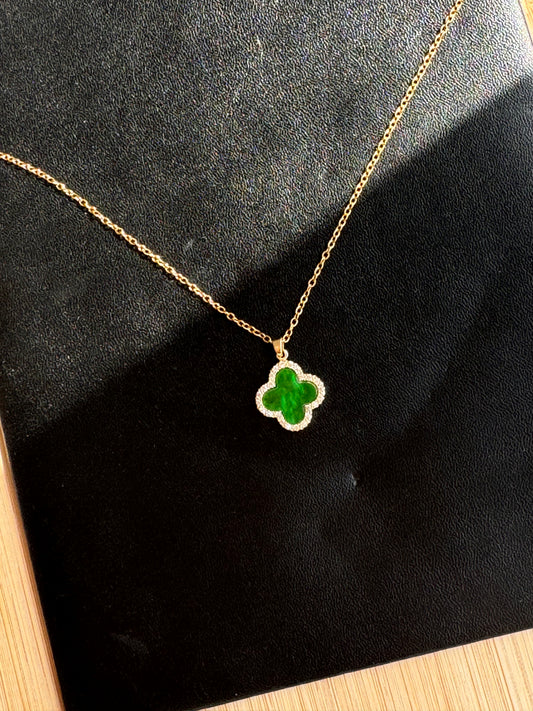 Emerald Clover Charm Necklace