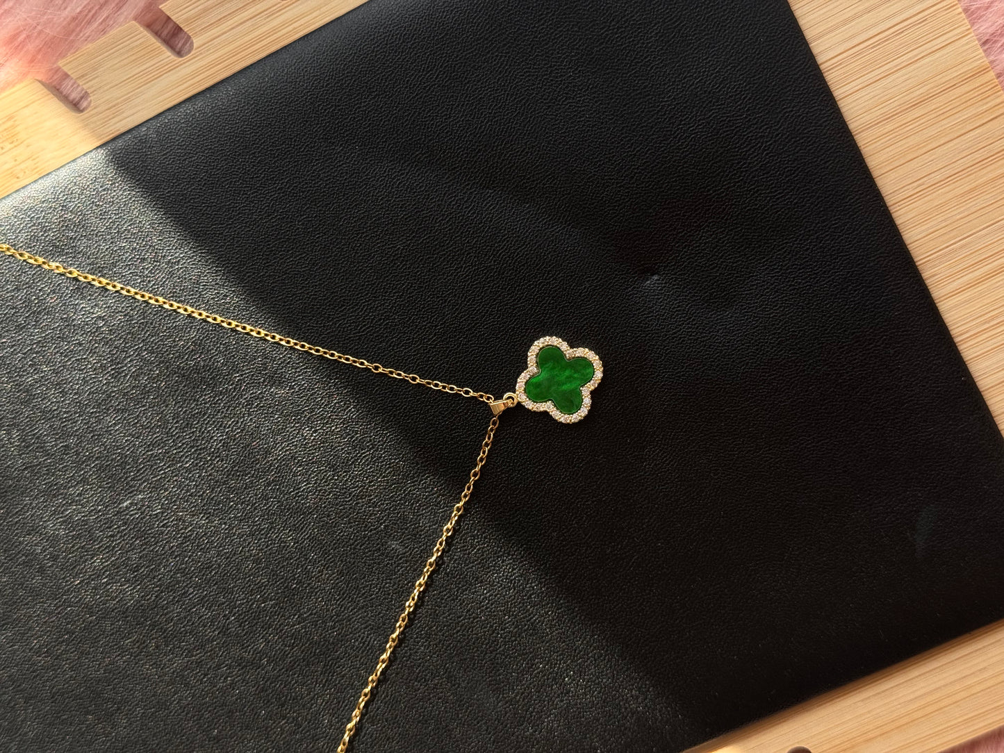 Emerald Clover Charm Necklace