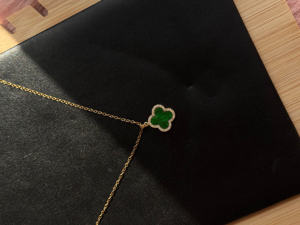 The Emerald Clover Halo Necklace