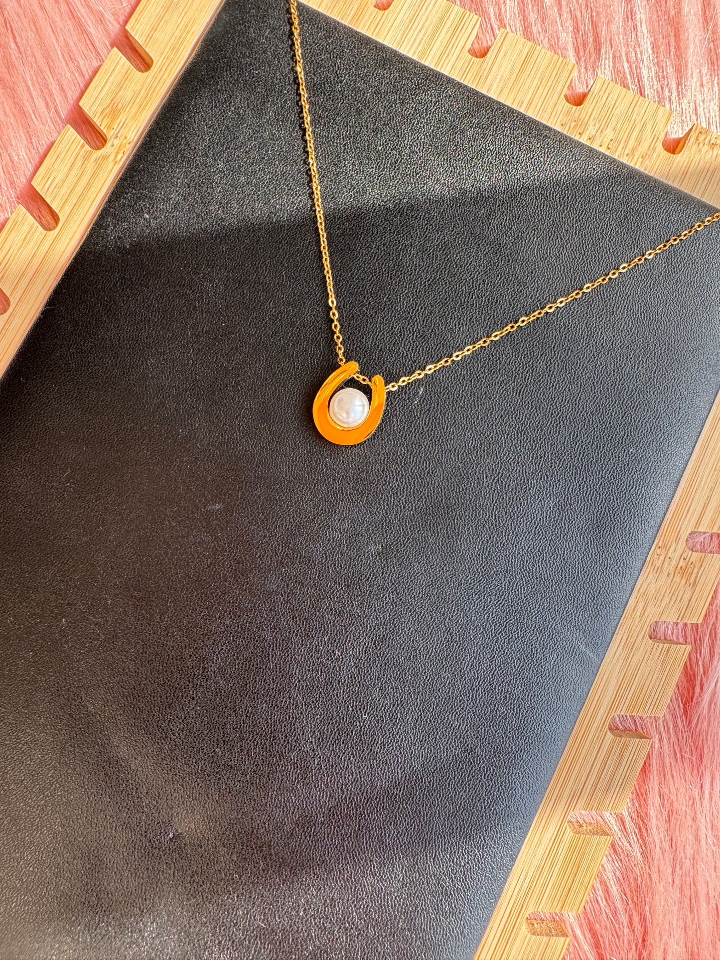Golden Orbit Pearl Necklace