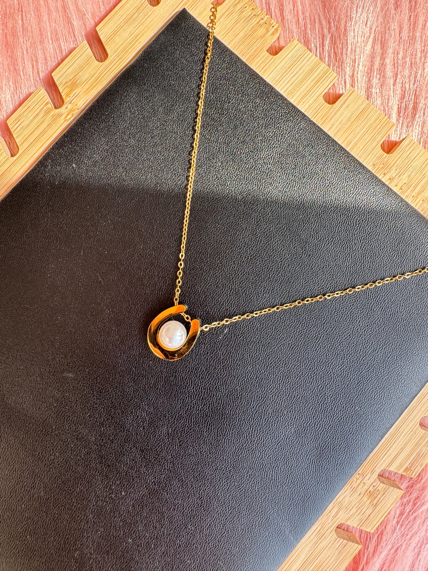 Golden Orbit Pearl Necklace