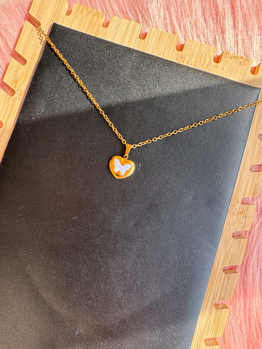 The Pearl-Lustre Butterfly Heart Necklace