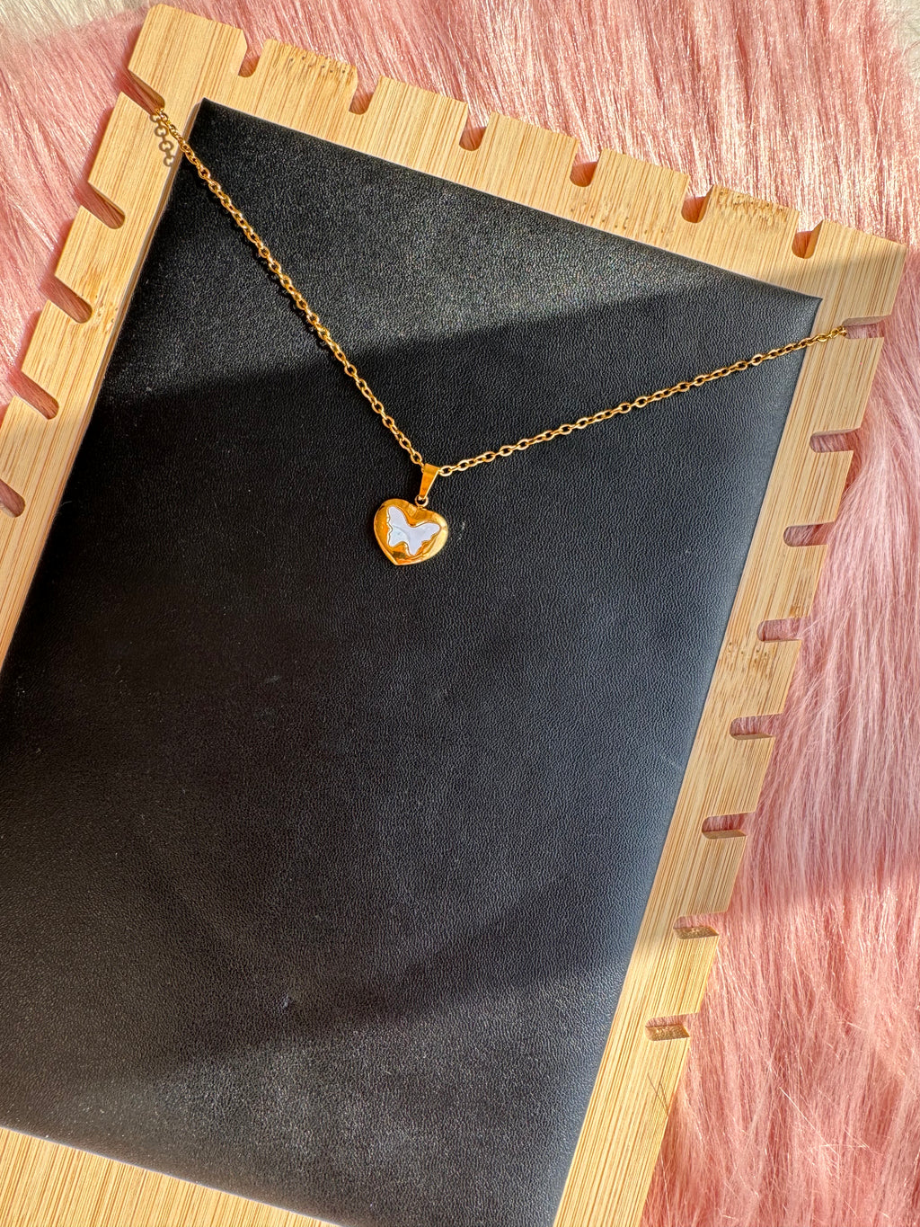 The Pearl-Lustre Butterfly Heart Necklace