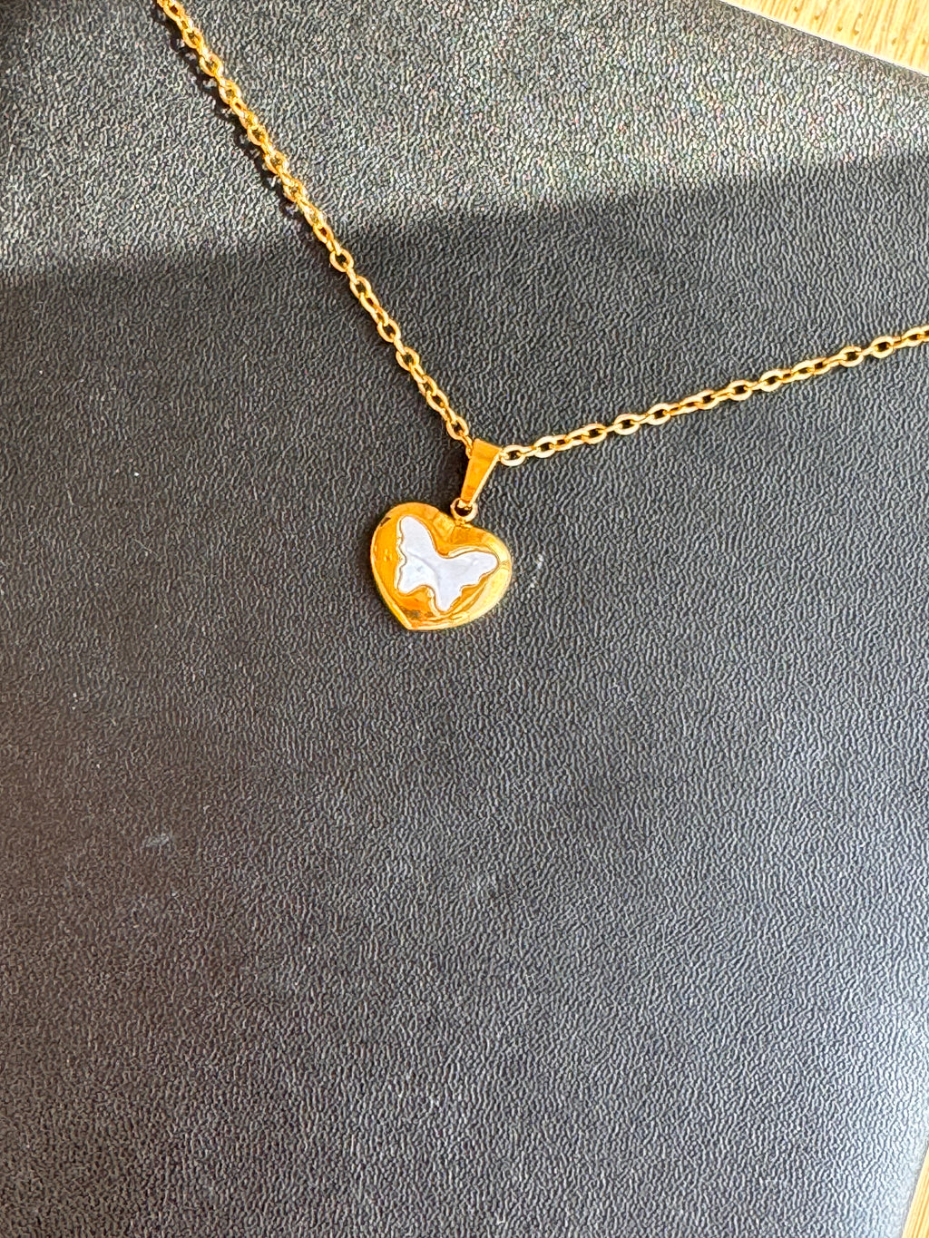 The Pearl-Lustre Butterfly Heart Necklace
