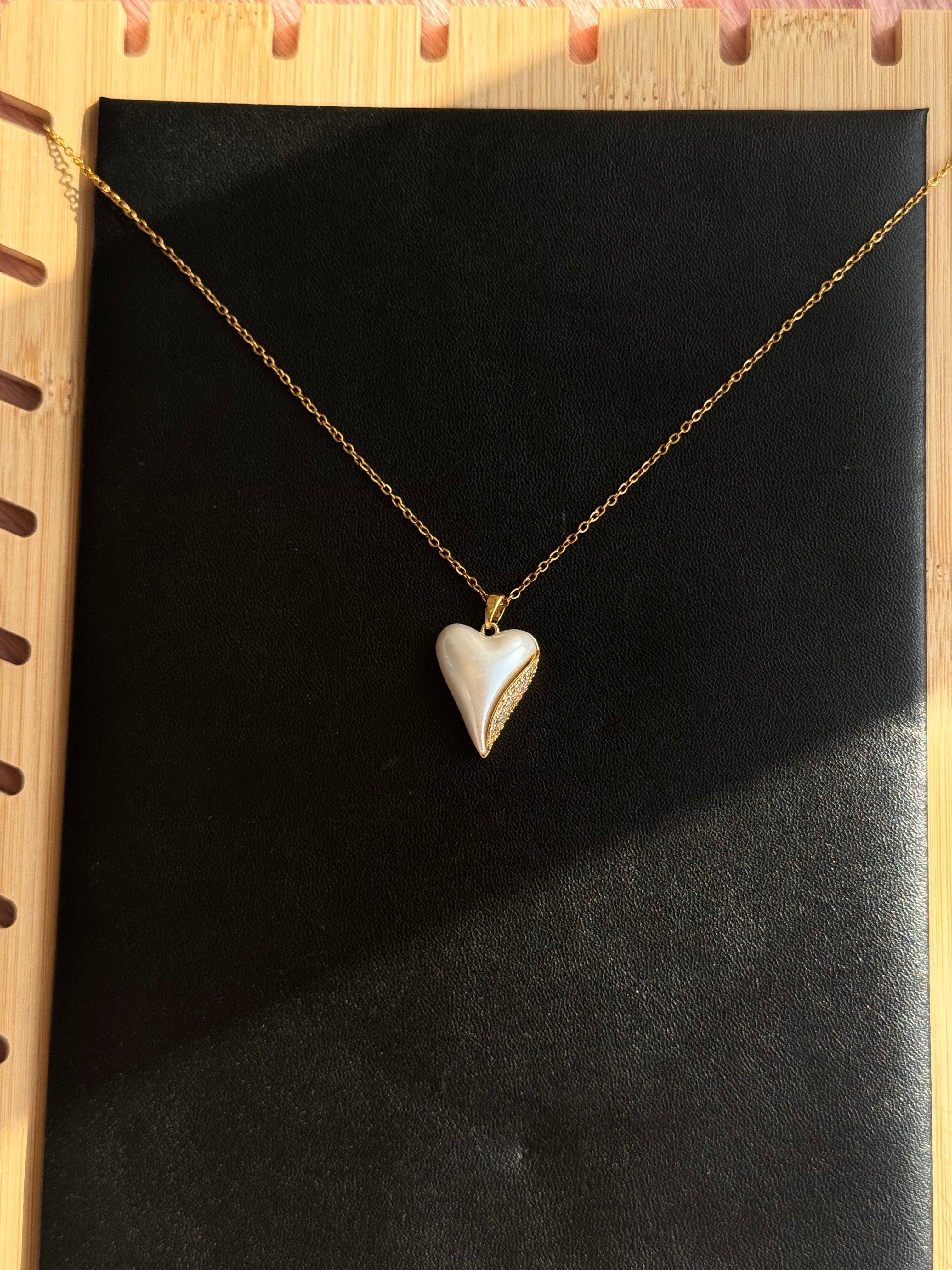 The Pearl-Lustre Sculpted Heart Necklace