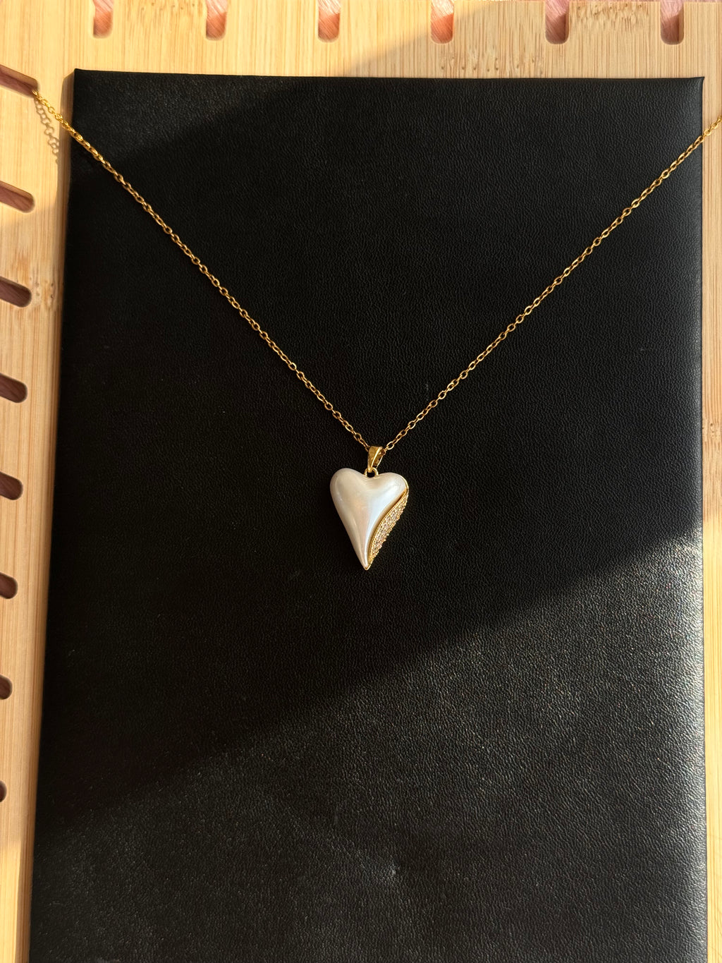 The Pearl-Lustre Sculpted Heart Necklace