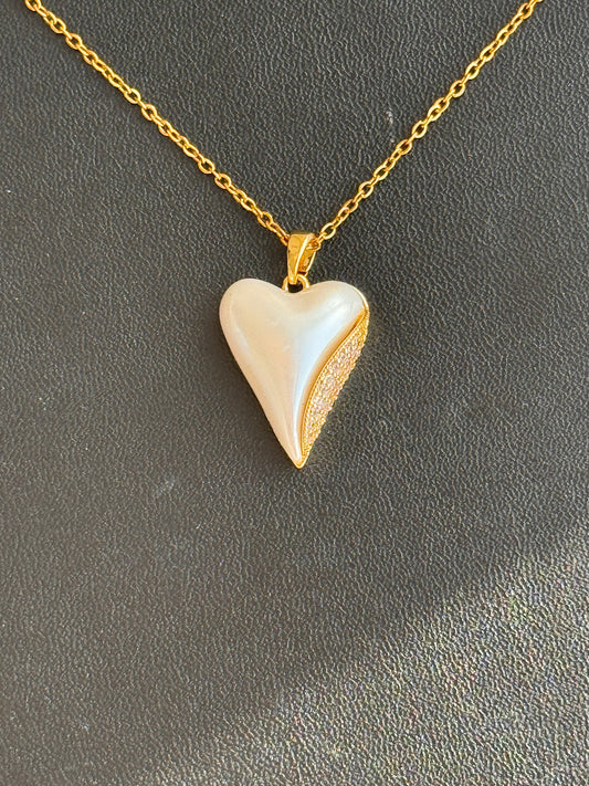 Sculpted Heart Drop Necklace