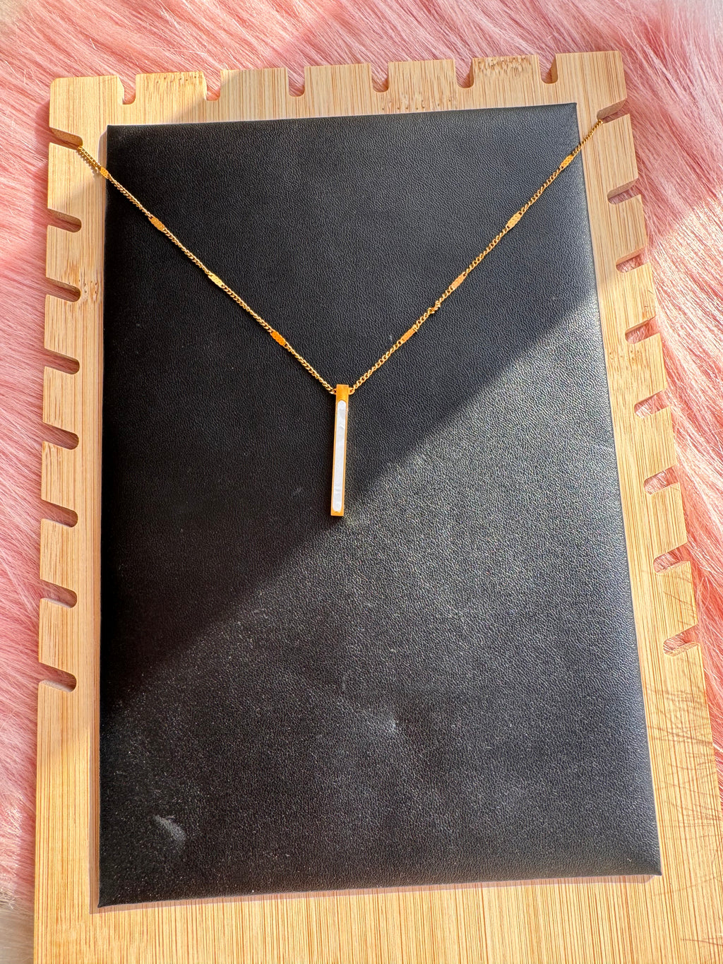 The Pearl-Lustre Vertical Bar Necklace