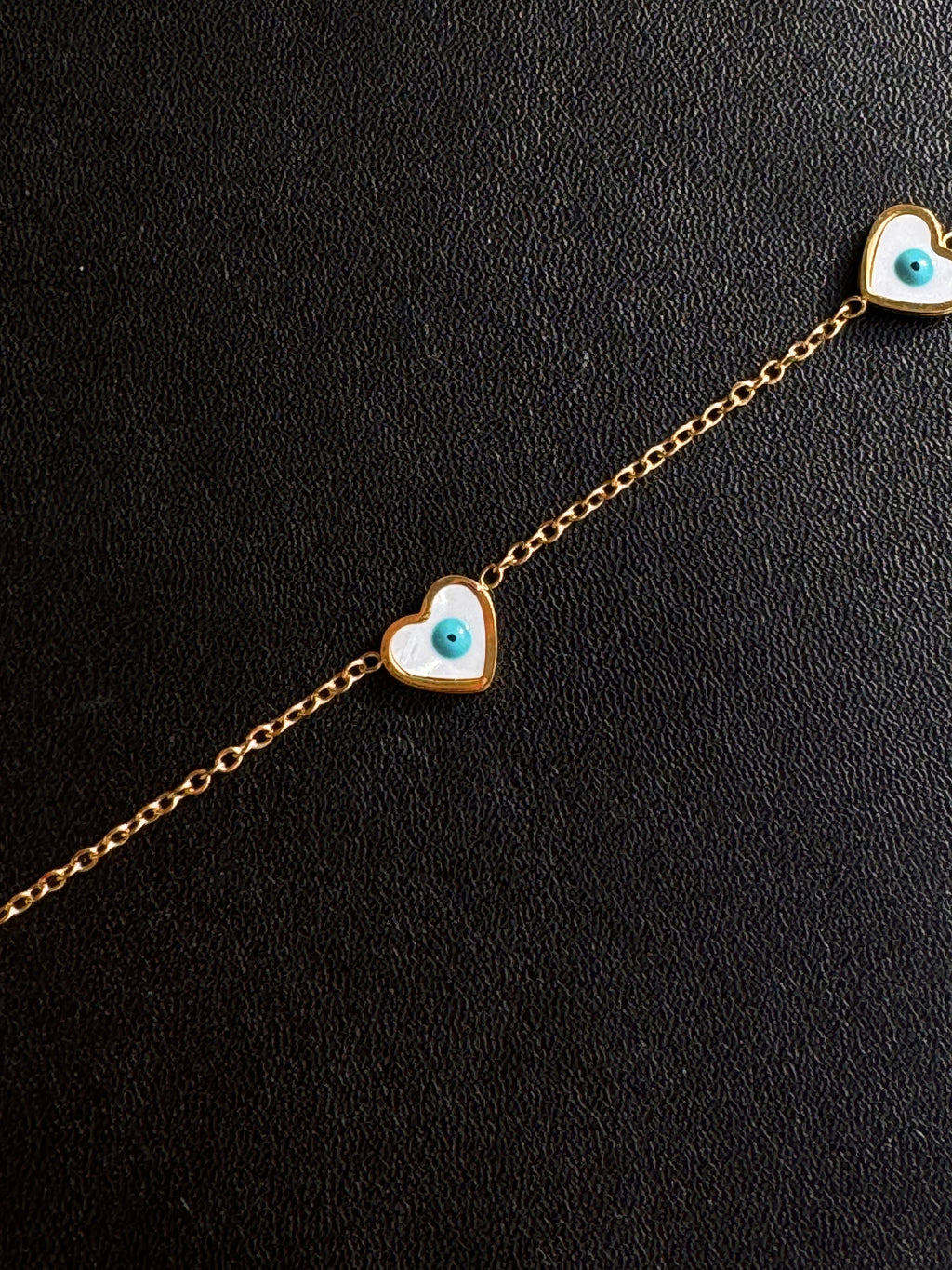 The Pearl-Lustre Evil Eye Heart Station Necklace