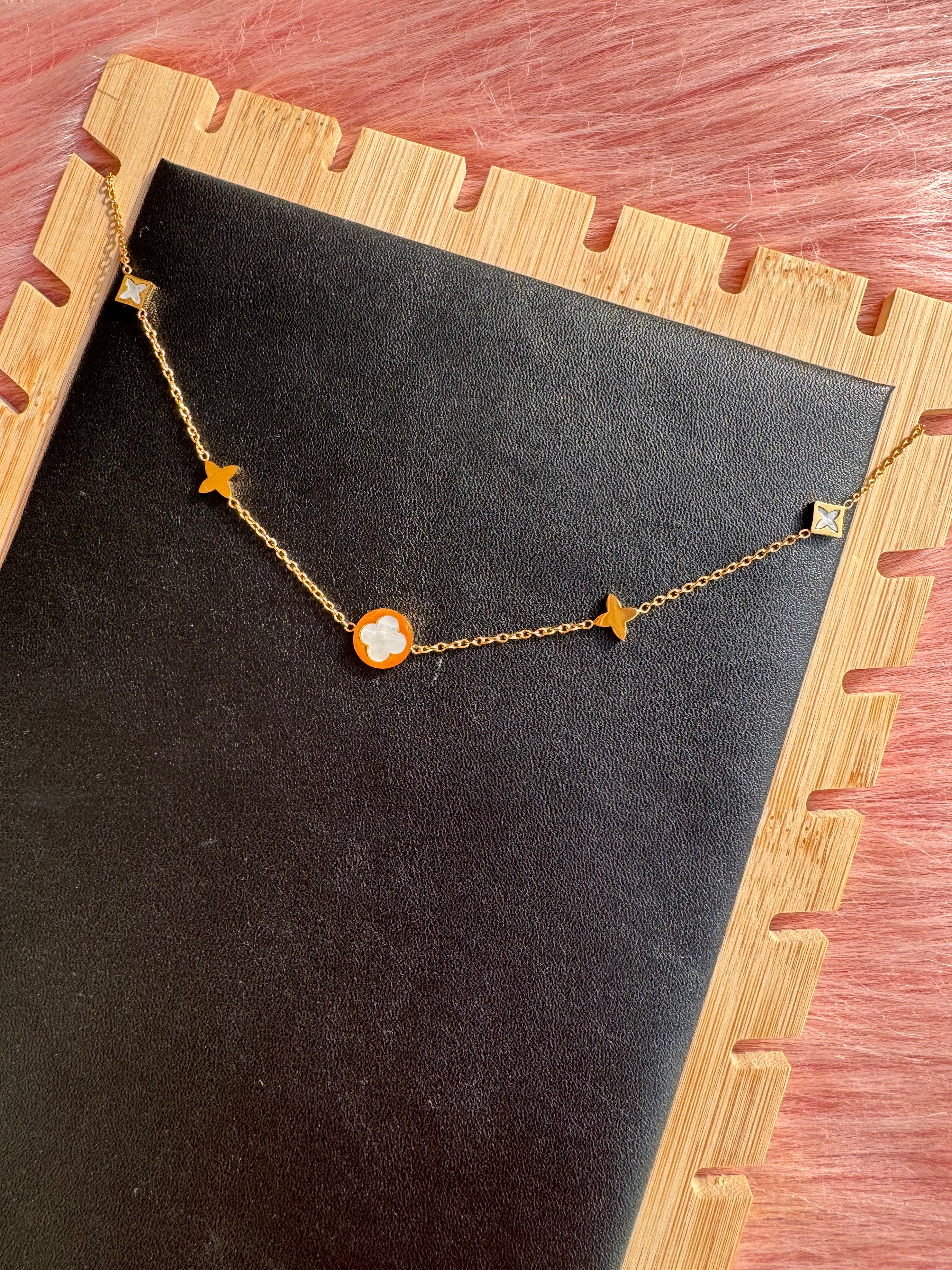 The Pearl-Lustre Clover & Blossom Station Necklace