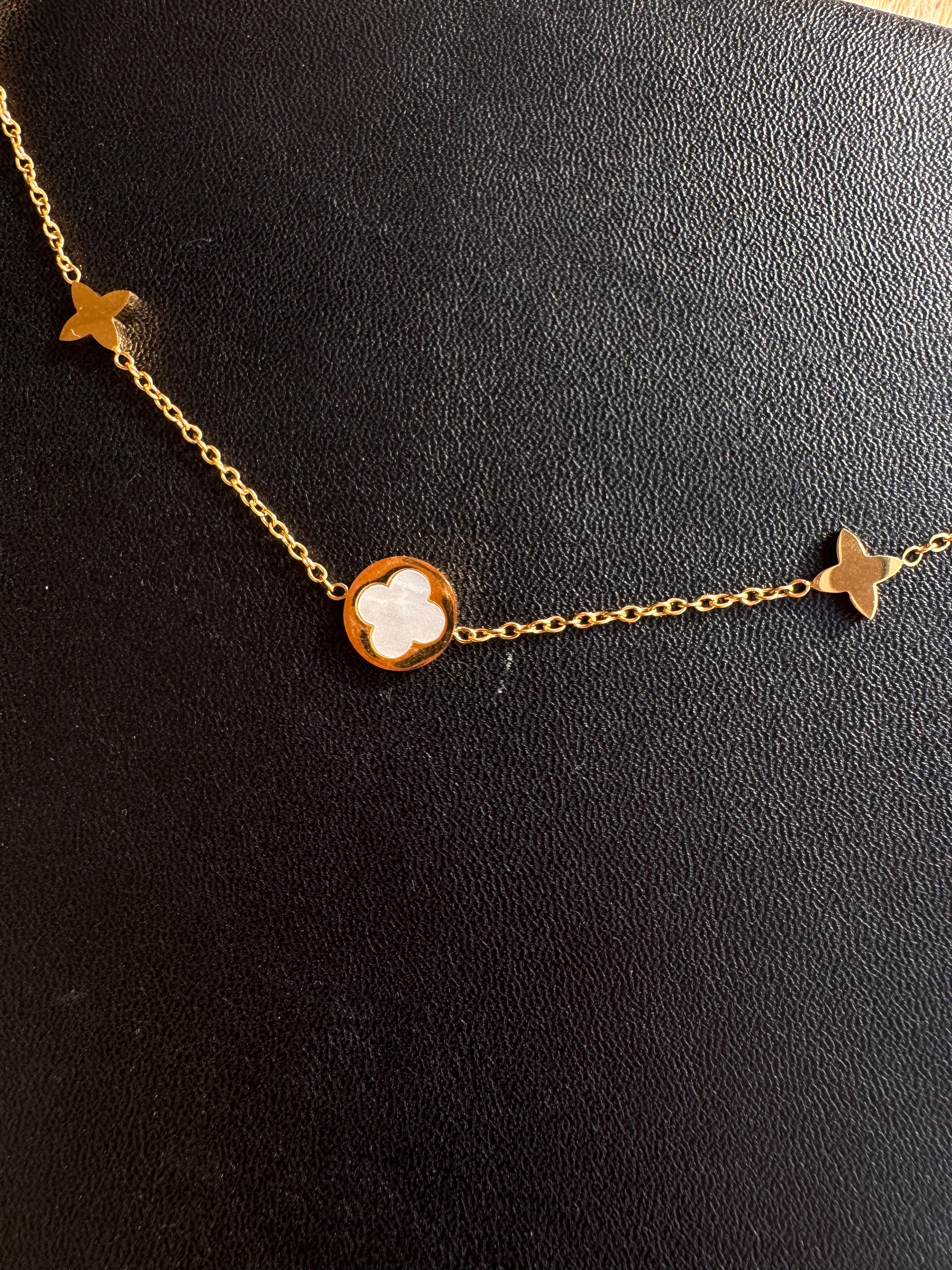 The Pearl-Lustre Clover & Blossom Station Necklace