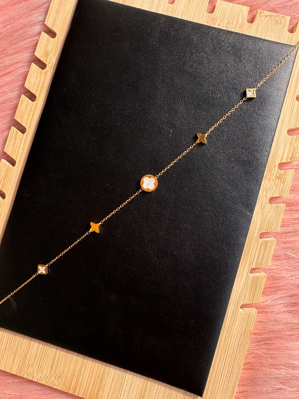 The Pearl-Lustre Clover & Blossom Station Necklace