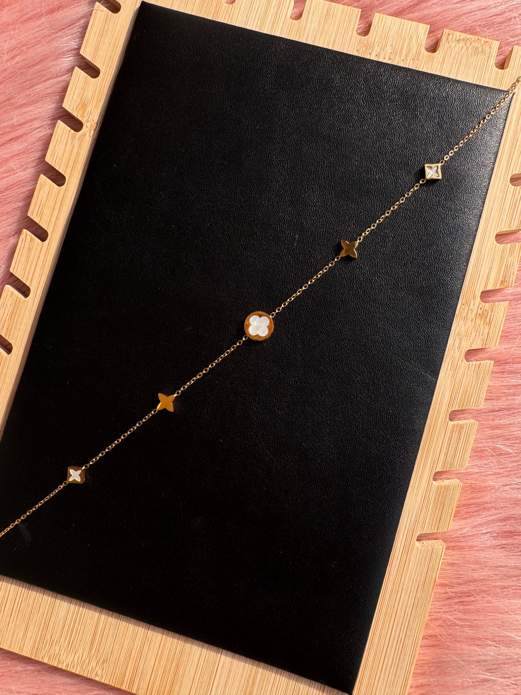 The Pearl-Lustre Clover & Blossom Station Necklace